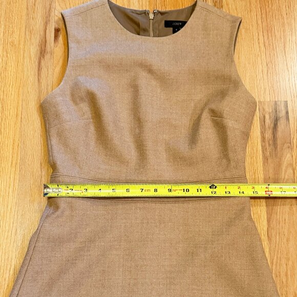 J.Crew Camel Double Serge Wool Fit & Flare Dress Sleeveless Sz 6 - Picture 9 of 11